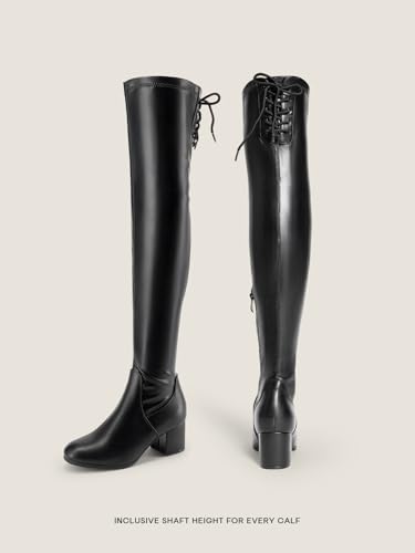 image for DREAM PAIRS Women's Laurence Over The Knee Thigh High Chunky Heel Boot