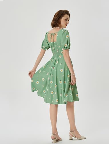 Image of Belle Poque Women's Vintage Midi Cottagecore Cocktail Dresses | Belle Poque Women's Vintage Cottage Core Dress,A-line,Midi,Square Neck,Homecoming Dress,Cocktail Dress,Sun Dress