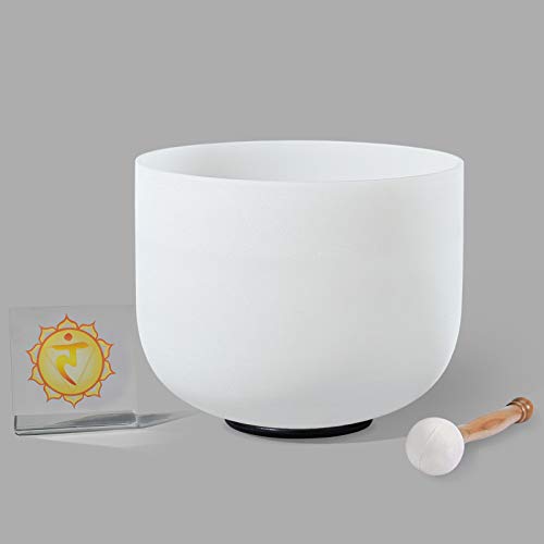 10 inch E note Frosted Solar Plexus Quartz Crystal Singing Bowl Come With Free Mallet & O-ring