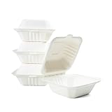 BERRYDIRECT 100% Compostable Clamshell Containers - Heavy Duty Disposable Takeout Container [1-Compartment, 6x6x3, 500-Pack] Made of Biodegradable Sugarcane Bagasse, Eco-Friendly To-Go Container