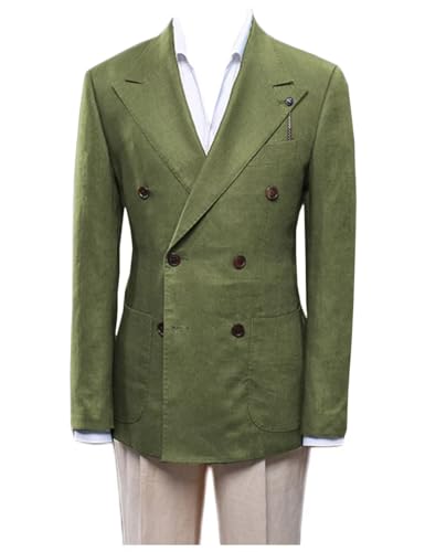 Men's Navy Blue01 Linen Suit Jacket Formal Wedding Blazer for Men-Color12