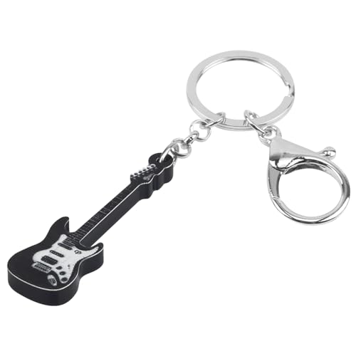 WEVENI Acrylic Music Bass Electric Guitar Keychains for Women Girls Instrument Jewelry Gifts Accessories Purse Wallet Charms (Black Bass Guitar B)2