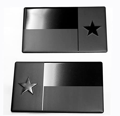 Texas Metal Flag Auto Emblem For Cars Trucks Forward And Reverse Set (5"X3", Black 2-Pack) #TOP1