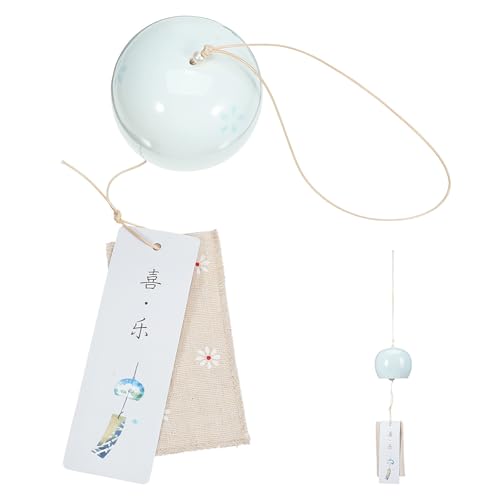 CLISPEED Carillon à Vent en Céramique Style Japonerie Cloche Suspendue Bleue, Décoration Élégante pour Salon et Bureau, Ornement Résistant et Charmant