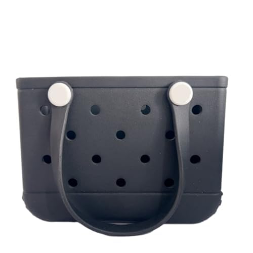 3 Sizes Rubber Beach Bag Rubber Travel Bags - Large/Medium/Small Waterproof Travel Totes Sandproof Handbag Lightweight (Black1, Small)