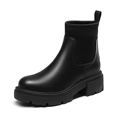 DREAM PAIRS Chelsea Boots Damen Stiefelette Wasserdicht Knöchelhohe Stiefel mit dicken Sohlen SCHWARZ Größe 39 (EUR) Cover