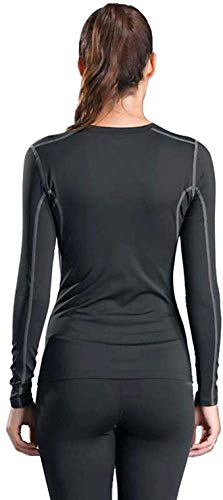 WANAYOU Women's Compression Shirt Dry Fit Long Sleeve Running Athletic T-Shirt Workout Tops (Large/Fit Bust:37.5