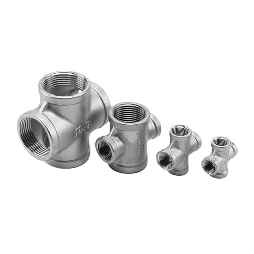 Conector en cruz de 4 vías BSP 1/4 macho de acero inoxidable 304 para tuberías 6