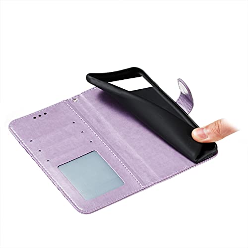 Eyzutak Mandala Case For Google Pixel 6, Premium Leather Flip Wallet Card Slots Magnetic Stand Protective Cover Ultra Slim Case With Lanyard, Embossed Flip Cover-Purple #TOP4
