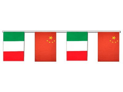 Guirlande d'amitié Italie - Chine de 6 m en tissu résistant pour réception diplomatique