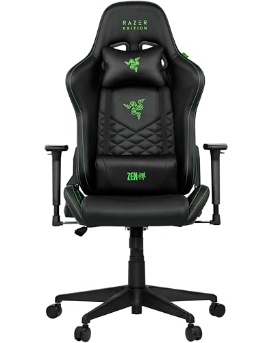 Razer Edition TAROK Natrix Chaise de Jeu pour PC, en Cuir synthétique matelassé, revêtement softcoat 3D, Fonction Bascule, Coussin Lombaire et Oreiller, jusqu'à 130 kg, Noir – Image 3
