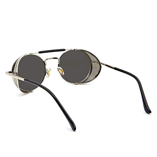 RONSOU Steampunk Style Round Vintage Polarized Sunglasses Retro Eyewear UV400 Protection Matel Frame