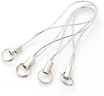 UFRITAN 200 Pieces Key Rings w/ Lanyards, Silver Tone White Lanyard Cell Phone Charm, Split Ring Strap, Keyring w/ Nylon Cord for USB Flash Drive/Cellphone/MP3 MP4 Player/Keychain/DIY Jewelry Making