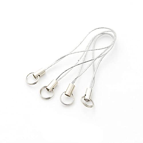 Ufritan 200 Pieces Key Rings W/ Lanyards, Silver Tone White Lanyard Cell Phone Charm, Split Ring Strap, Keyring W/ Nylon Cord For Usb Flash Drive/Cellphone/Mp3 Mp4 Player/Keychain/Diy Jewelry Making #TOP2
