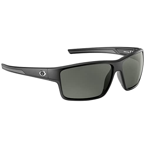 Flying Fisherman Rectangular Mojarra Polarized Sunglasses Matte Black Frame/Smoke Lens, Medium