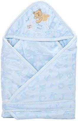 Mee Mee Cozy Cocoon Baby Wrapper with Hood, Bear Patch, Blue (391.0mm L X 66.0mm W)