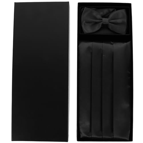 Set de fajín, pajarita y pañuelo negro para hombre