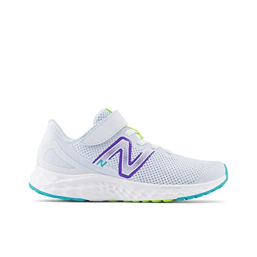 New Balance Boy's Fresh Foam Arishi V4 Hook & Loop Running Shoe, Ice Blue/Electric Indigo/White, 7.