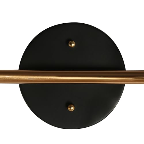 Image of KSANA Bathroom Vanity Lights, Mid-Century Modern 4 Light Bathroom Light Fixtures Black and Electroplated Copper Vanity Lights with Water Ripple Glass