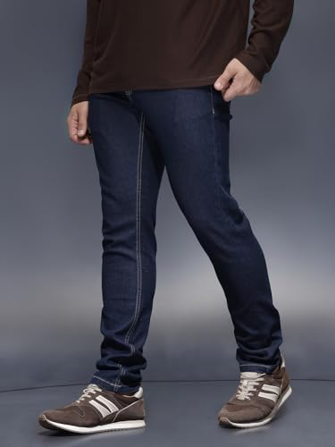 Image of WROGN Men's Cotton Blend Jeans | Solid | Slim Fit