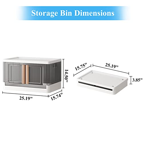 Wisdom Star 4 Pack 19 Gal Plastic Collapsible Storage Bins With Lids, 72L Foldable Closet Organizers And Storage, Stackable Closet Organizer, Trunk Organizer, Organization And Storage For Bedroom,Cloakroom,Laundry, White #TOP7