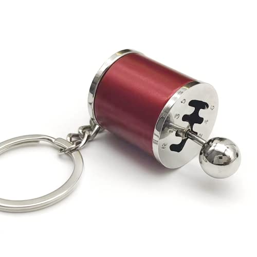 Image of stymart Shifter Gear Keychain, 6 Speed Gear Box Shifter Keychain Key chain Ring, Mini Car Gear Shift Stick Knob Keyring, Car Key Fob Keychain Accessories(Red)