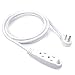 ClearMax 25 Feet 3 Outlet Extension Cord with Angled Plug 16AWG Indoor/Outdoor Use - UL Listed - White