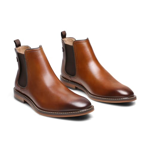 Image of DESAI Men's Chelsea Boots, Handmade Genuine Leather Dress Shoes, Slip On Formal Footwear Booties