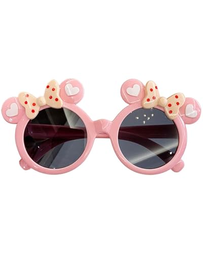JUKOTA 1 paire Lunettes de soleil polarisées pour filles,Lunettes pour enfants,Coeur et Nœud Lunette Drole Lunettes de soleil UV400 Lunettes de Fête pour Enfants(rose)