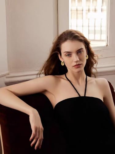 Gold Hoop Earrings For Women Trendy,14K Gold Plated Chunky Dangle Hoop Earrings,Statement Thick Yellow Gold Huggie Medium Hoops,Fashion Jewelry Gift. 5