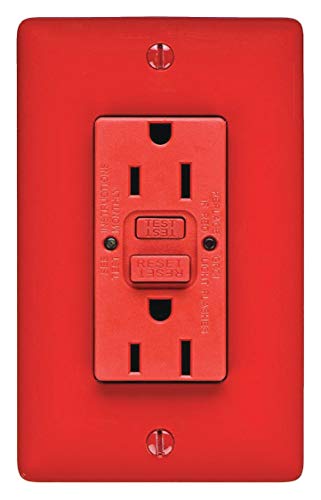 GFCI Receptacle, 15A, 125VAC, 5-15R, Red