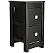 Cajonera de Madera con 2 Cajones Estrecha Almacenaje Armario Color Negro 26.5 x 23.5 x 46 cm