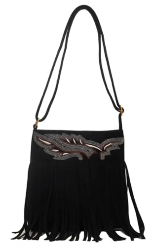 Women Suede Tote Bag Trendy Handbag Purse Fall Shoulder Fringe Hobo Bags Zipper Tassel Hippie Western Work
