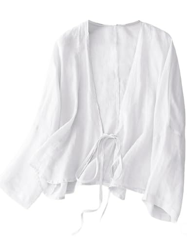 Image of IDEALSANXUN Womens Casual Spring Summer Lightweight Cotton Linen Jackets Cardigan Tops