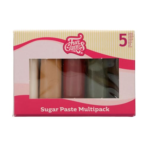 FunCakes Pasta De Azúcar Multipack Sparkling Palette, Fondant, Fácil de usar, Sabor Vainilla, Óptimo para la Decoración de Tartas, 5x100 g