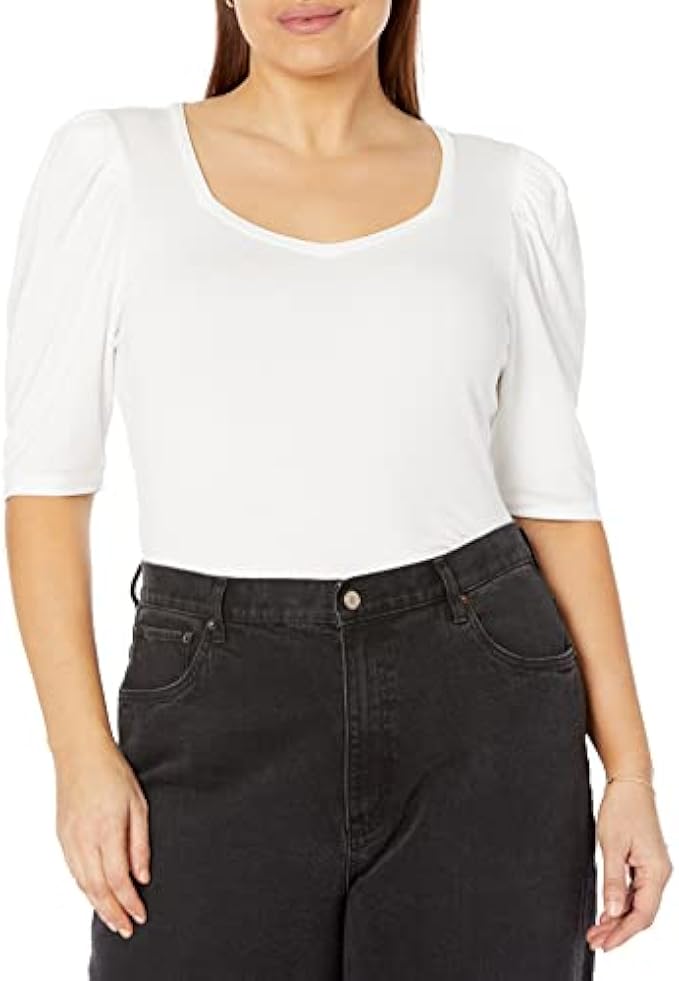 The Drop Women's Luisa Sweetheart Neckline Puff Sleeve top