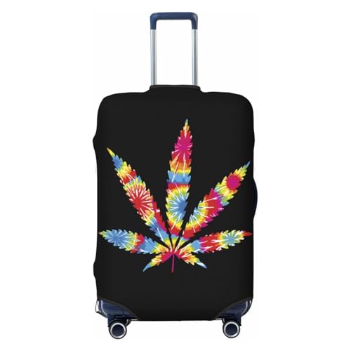 Tie Dyed Cannabis Leaf Travel Luggage Cover Suitcase Protector Bag,Anti-Scratch Fits 18-32 Inch Luggage,Suitcase Sleeve For Kid And Adult,Medium
