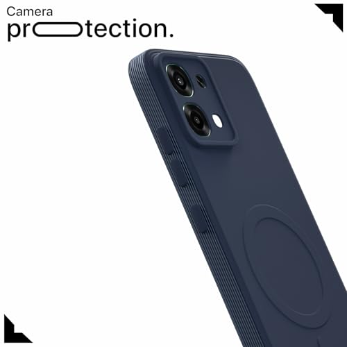 Image of Pikkme Back Cover for Oppo F31 5G / Oppo F33 5G Soft Matte Silicone Mag-Safe Design (Mag-Safe Not Support) Camera Protection | Slim Fit Bumper Cover (Blue)