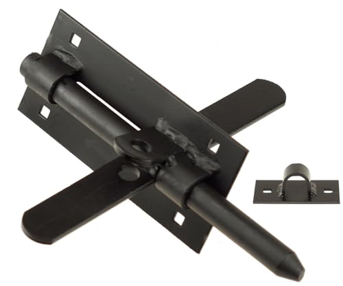 FEINZ Verrou de porte double face 200 mm noir - Verrou de portail de jardin, serrure de porte, intérieur et extérieur - Verrou métallique anti-effraction...