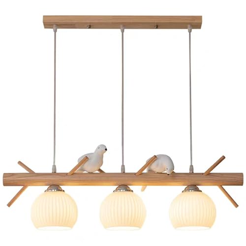 Lustre linéaire suspendu rustique 3 lumières avec abat-jour en verre givré pour intérieur