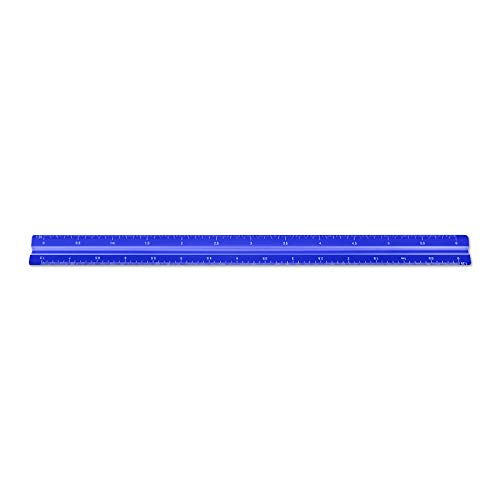 Image of Alumicolor Aluminum Mechanical Metric Solid Drafting Scale, 30 Centimeter, Blue