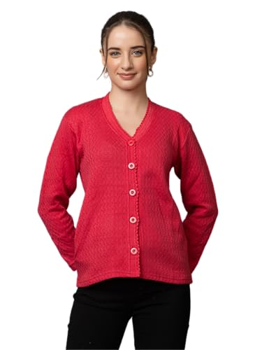 Image of Wear lusso Women Woolen V Neck Casual Wear Stylish Cardigan Sweaters for Winter with Side Pocket | Cozy and Warm Winter Sweater for Girls /Ladies