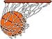 6" Printed color basketball swish red hoop sticker decal for any smooth surface such as windows bumpers laptops or any smooth surface.