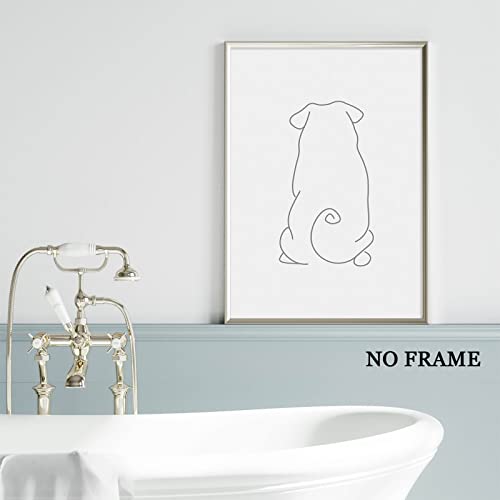 Minimalist Line Art Wall Decor Canvas Dog Line Artwork Black And White Line Paintings Abstract Pug Poster Animal Line Picture Abstract Minimalist Print Black Abstract Dog Wall Art 16X24Inch No Frame #TOP5
