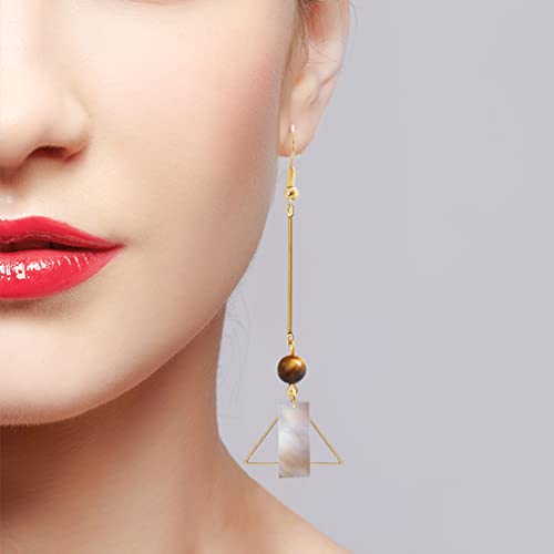 Boho Mismatch Asymmetry Shell Earrings for Women - Fashion Geometric Abstract Earrings Minimalist Hook Earrings3
