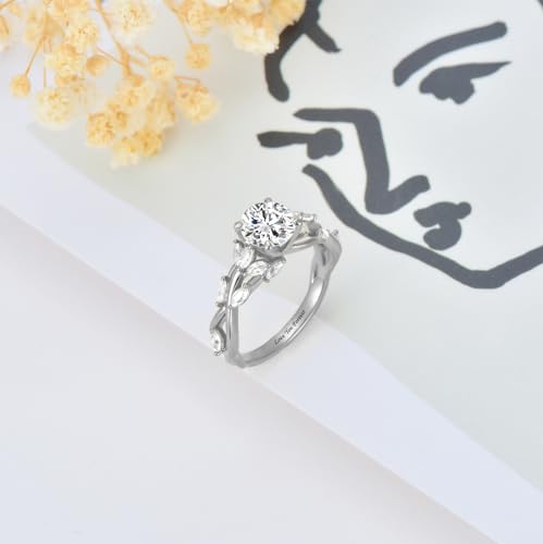 Personalized Flower Ring 10K/14K/18K Solid Gold/Sterling Silver Moissanite Personalized Name Ring Customized Engagement Wedding Promise Ring Jewelry Gift for Women4