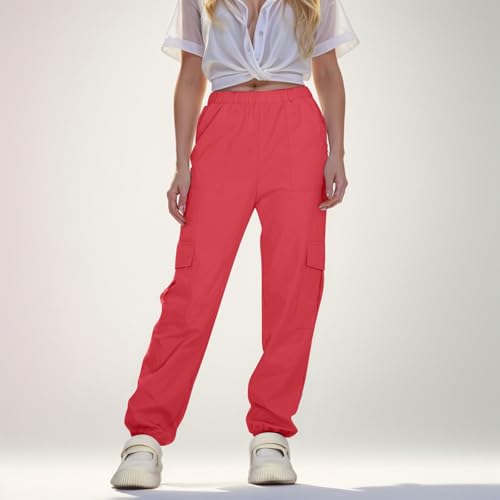 Girls Casual Pants Elastic High Waisted Work Running Joggers Pants Wide Leg Straight Leg Oversized Loose Fit Trousers3