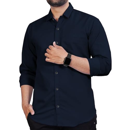 Image of Univibe Men's Slim Fit Full Sleeve Spread Collar Cotton Blend Shirt for Men and Boys