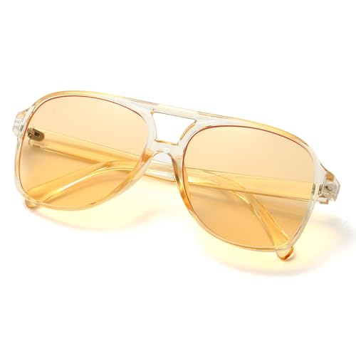 Image of Freckles Mark Vintage Retro 70s Sunglasses for Women Men Classic Large Square Aviator Trendy Glasses