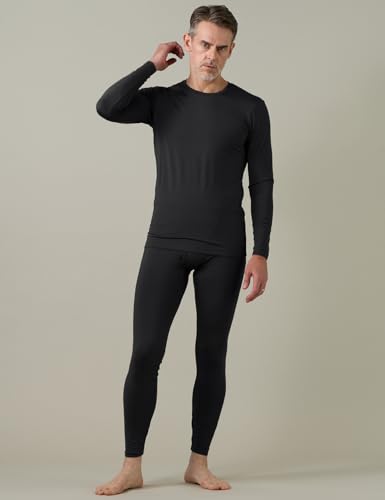 LAPASA Men's Fleece Lined Thermal Underwear Set, Light/Mid/Heavyweight Warm Long Sleeve Long Johns Top and Bottom, Base Layer Set M11/M57/M24